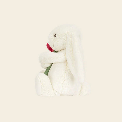 Cream Bunny with Rose