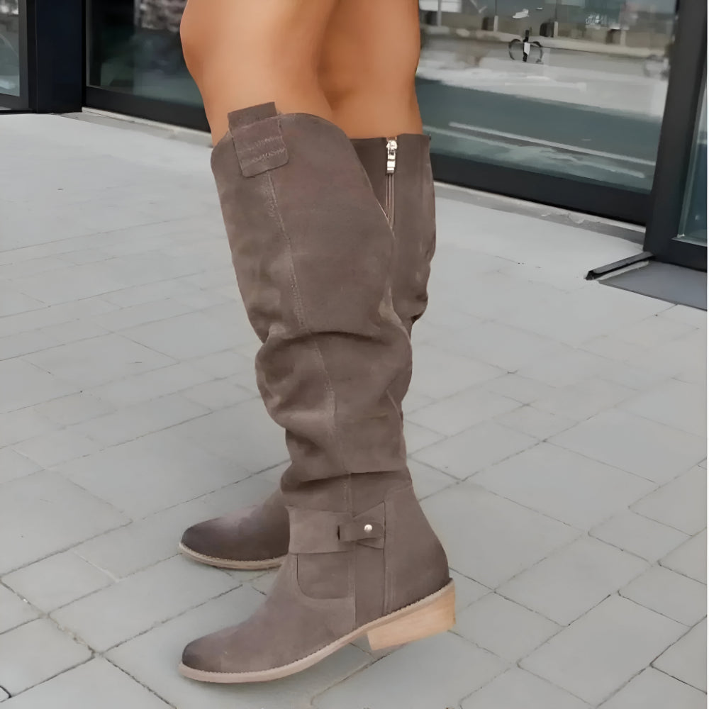 High Shaft Suede Over-the-Knee Boots for Women