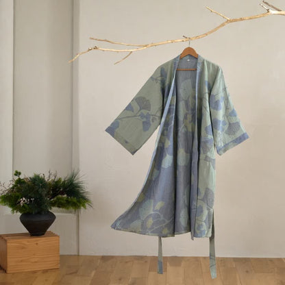 Organic Cotton Kimono Bathrobe with Breathable Gauze Fabric and Reversible Design for Everyday Comfort and Natural Elegance