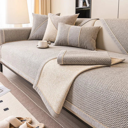 Cotton Linen Sofa Throw for Furniture Protection and Everyday Comfort