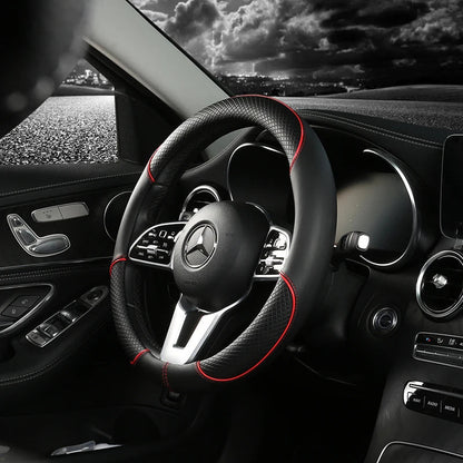 Premium Faux Leather Steering Wheel Cover with Diamond Anti-Slip Grip for Enhanced Driving Comfort and Control