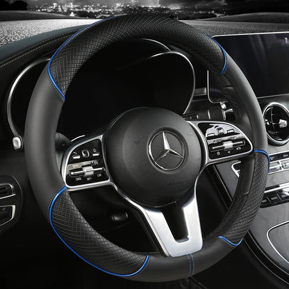 Premium Faux Leather Steering Wheel Cover with Diamond Anti-Slip Grip for Enhanced Driving Comfort and Control
