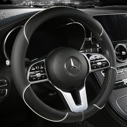 Premium Faux Leather Steering Wheel Cover with Diamond Anti-Slip Grip for Enhanced Driving Comfort and Control
