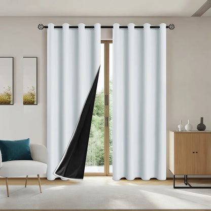 Modern 100% Blackout Curtains with Coated Lining for Bedroom & Living Room