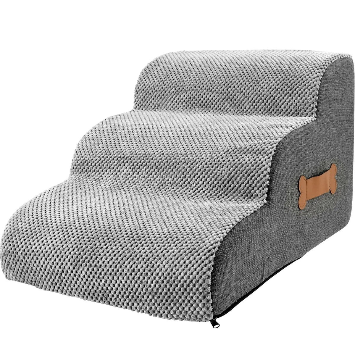 Soft Foam Dog Stairs with Joint-Friendly Incline, Non-Slip Base, and Washable Cover for Safe Bed and Sofa Access