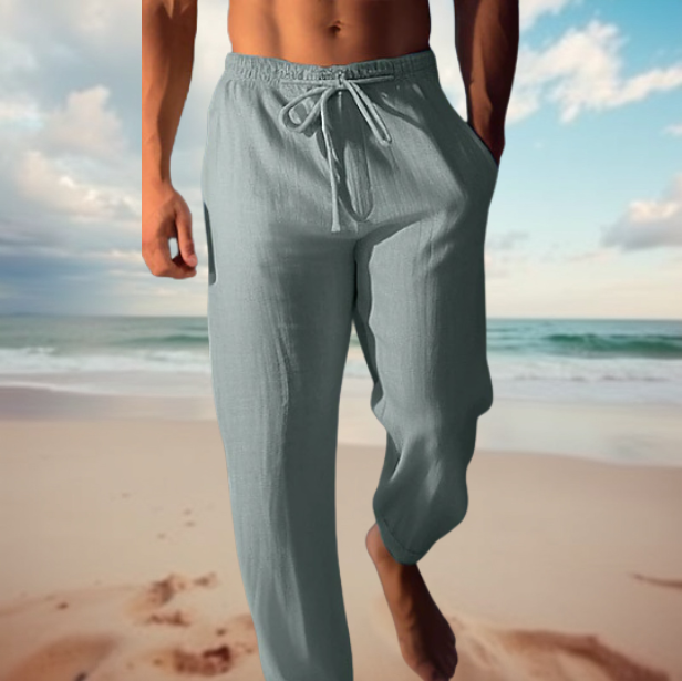 Relaxed Fit Linen Drawstring Pants