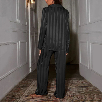 Chic Striped Satin Pajama Set for Women