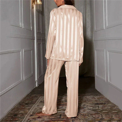 Chic Striped Satin Pajama Set for Women